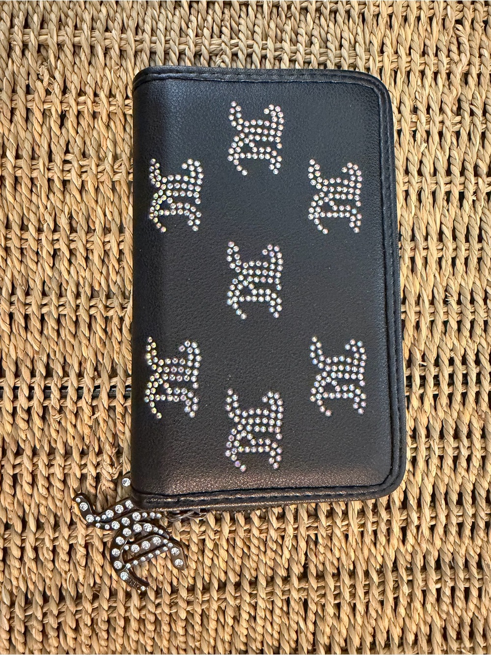Juicy Couture Black Wallet with Crystal Logo Accents
